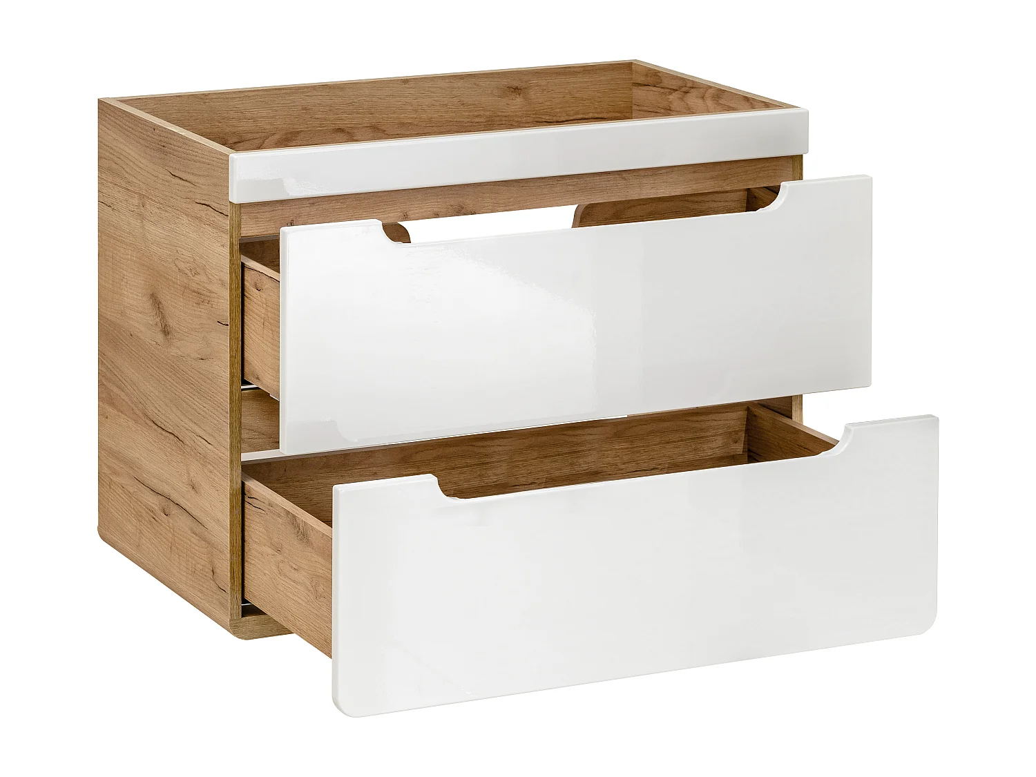 Wall Hung Vanity Unit with Basin 600mm Drawers Bathroom Sink Cabinet White Gloss Oak Effect Aruba