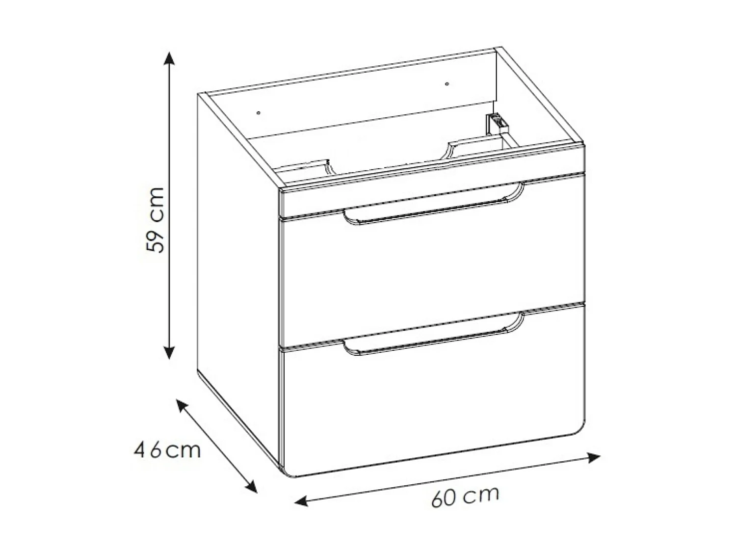 Wall Hung Vanity Unit with Basin 600mm Drawers Bathroom Sink Cabinet White Gloss Oak Effect Aruba