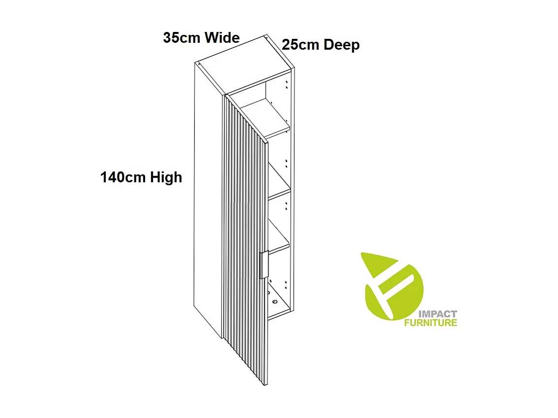 Bathroom Vanity Unit 600mm Drawer and Tall Cabinet Tallboy Furniture Set Black Modern Wall Hung Ribbed Fluted Adel