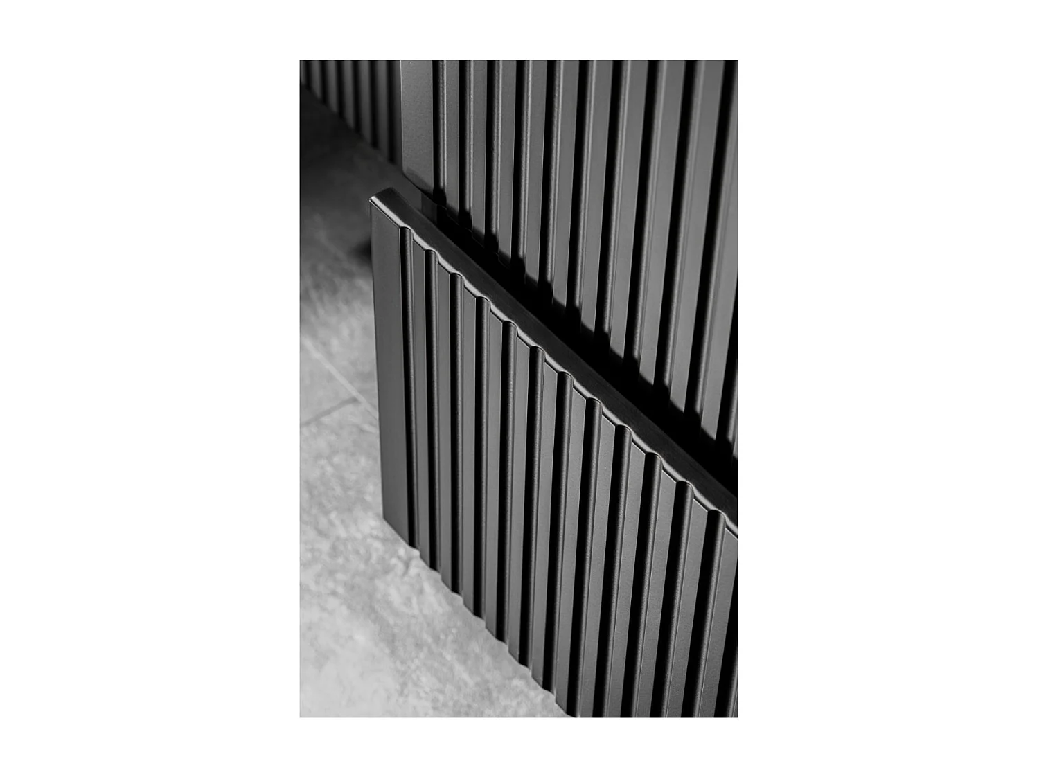 Bathroom Vanity Unit 600mm Drawer and Tall Cabinet Tallboy Furniture Set Black Modern Wall Hung Ribbed Fluted Adel