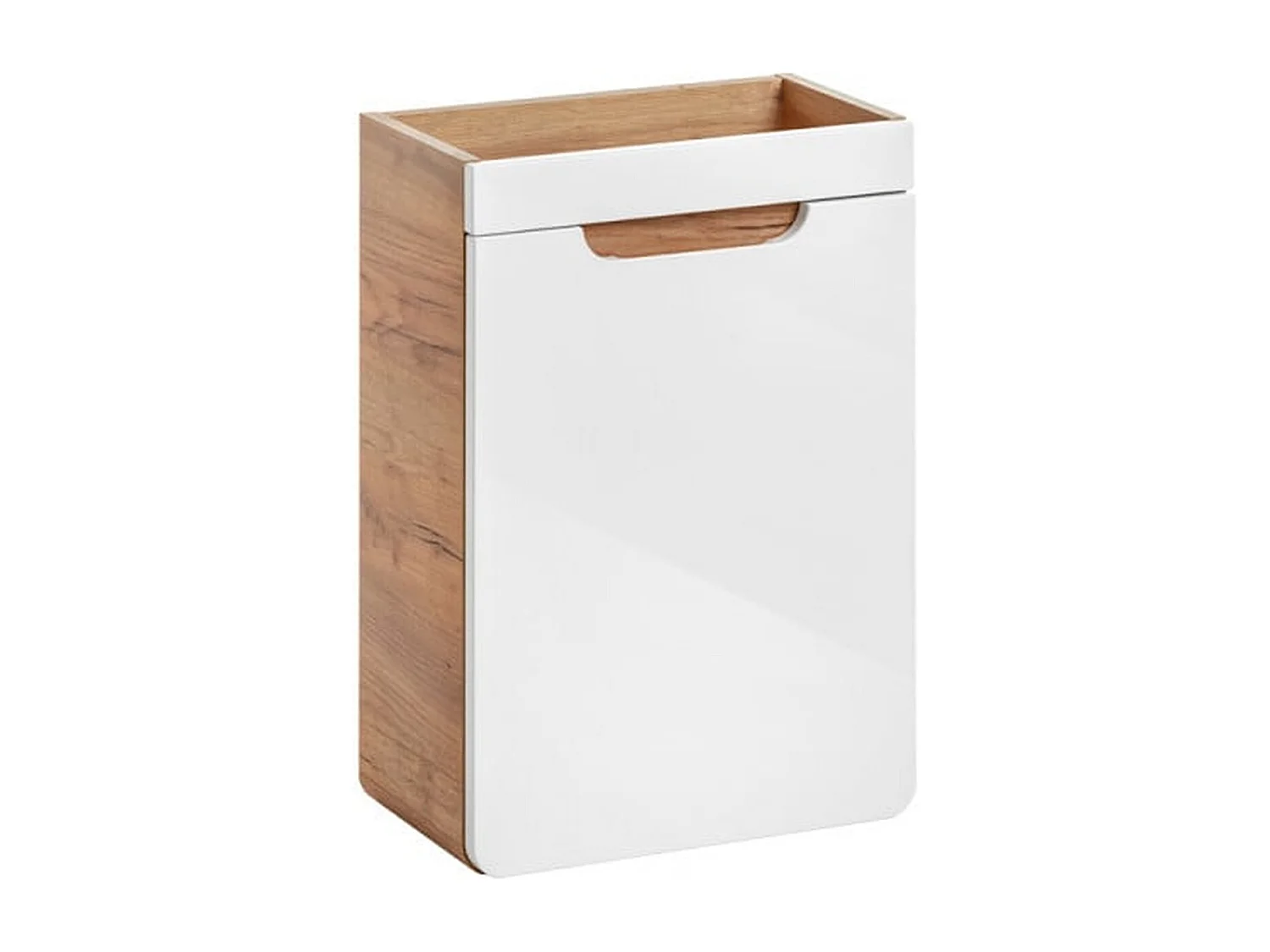 Cloakroom Vanity Unit 400mm Slim Bathroom Cabinet Wall Hung Small Sink White Gloss Oak Compact Aruba