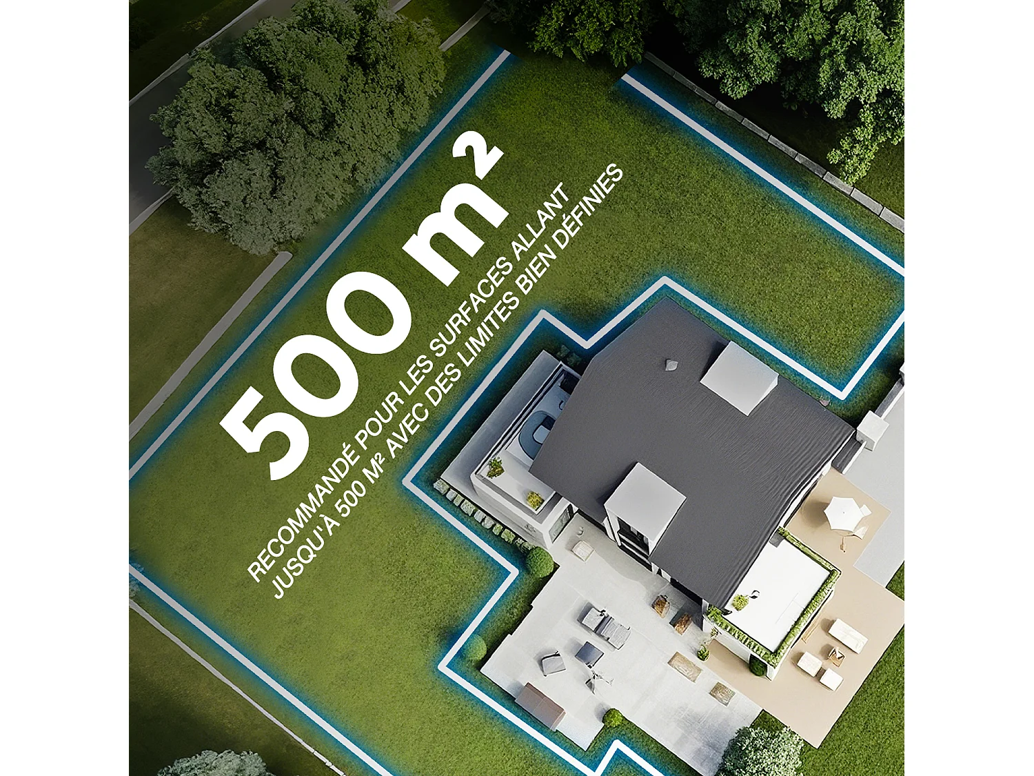 Robot tondeuse sans fil RTK avec Double Vision IA pour 500 m² - SUNTEK Dual Vision 500