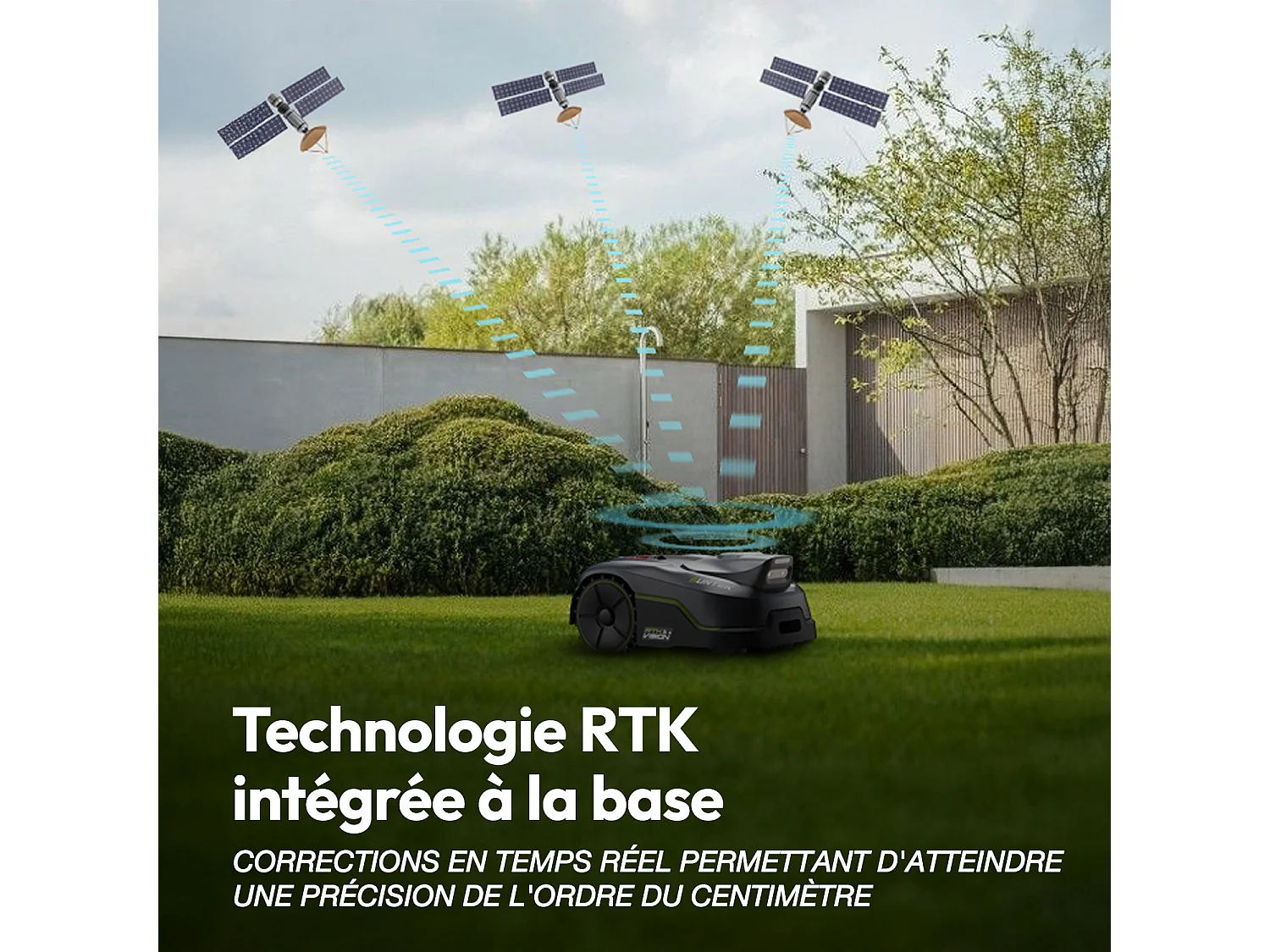 Robot tondeuse sans fil RTK avec Double Vision IA pour 500 m² - SUNTEK Dual Vision 500