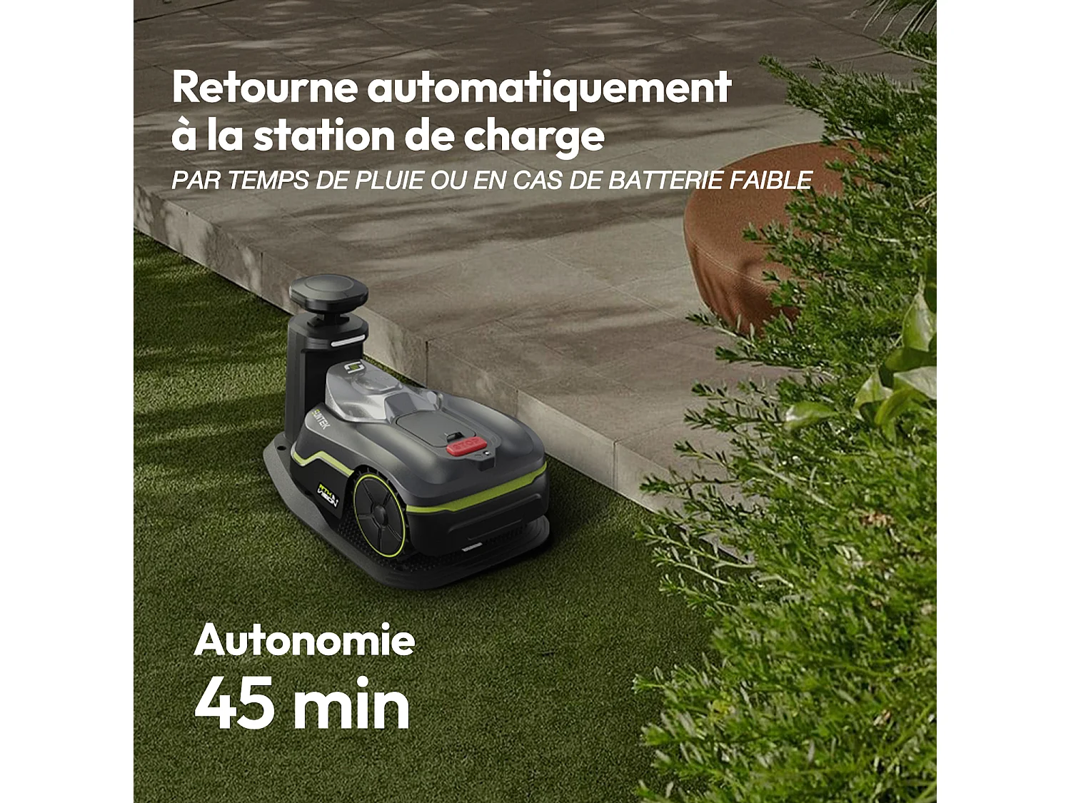 Robot tondeuse sans fil RTK avec Double Vision IA pour 500 m² - SUNTEK Dual Vision 500