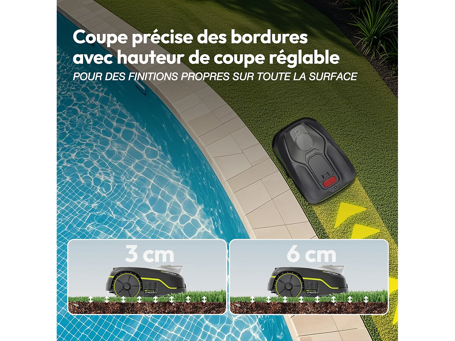 Robot tondeuse sans fil RTK avec Double Vision IA pour 500 m² - SUNTEK Dual Vision 500
