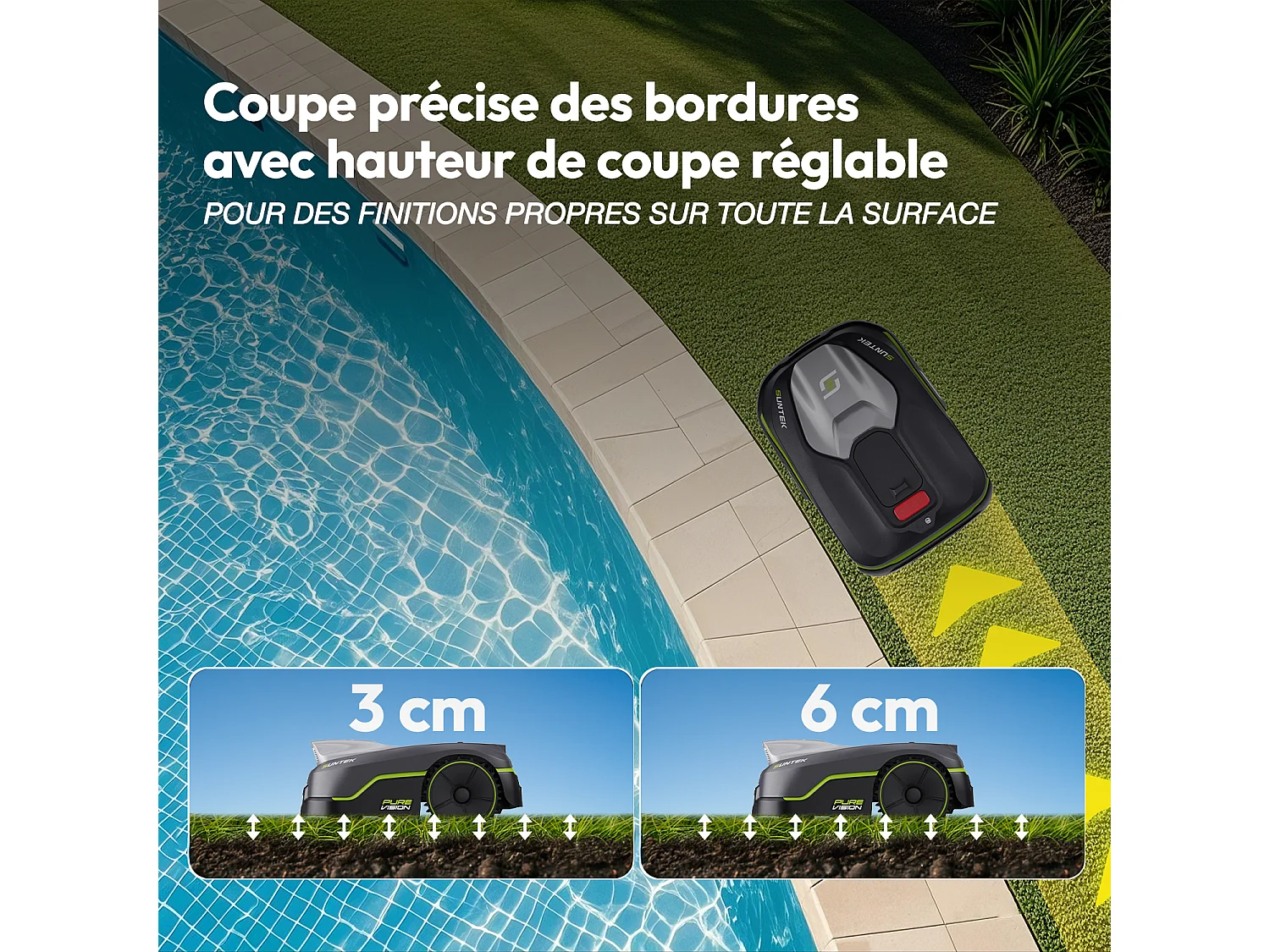Robot tondeuse sans fil intelligent avec Vision IA - SUNTEK Pure Vision 300