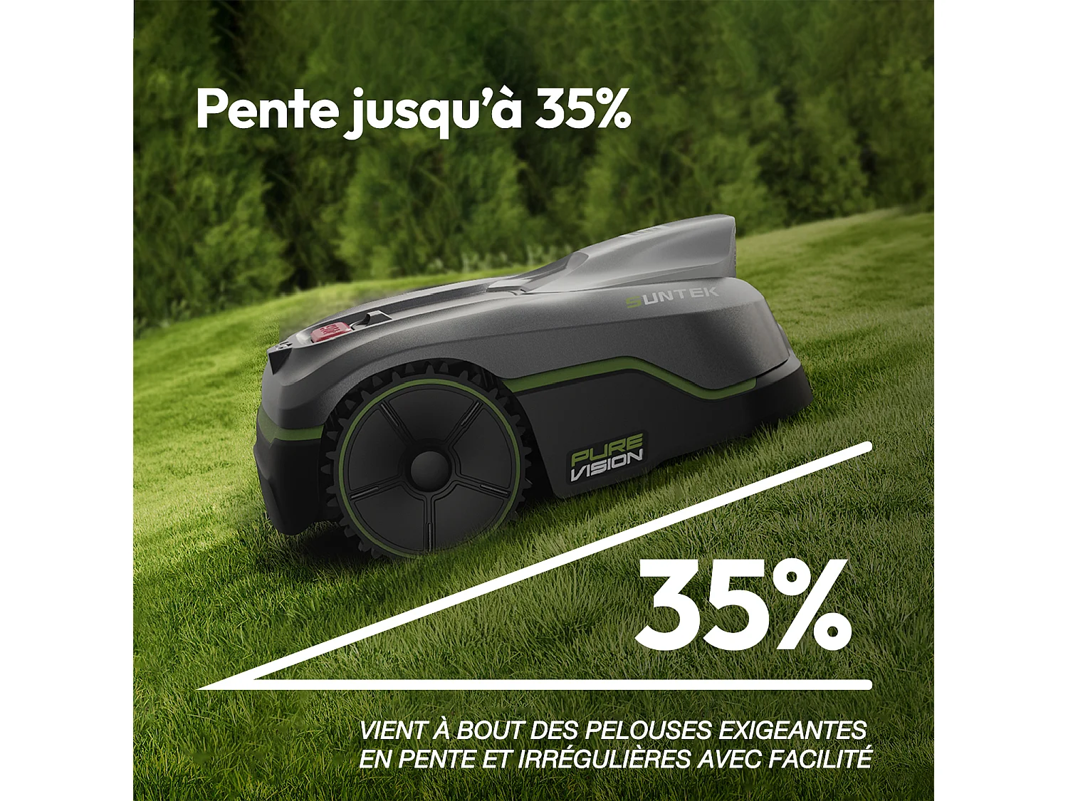 Robot tondeuse sans fil intelligent avec Vision IA - SUNTEK Pure Vision 300
