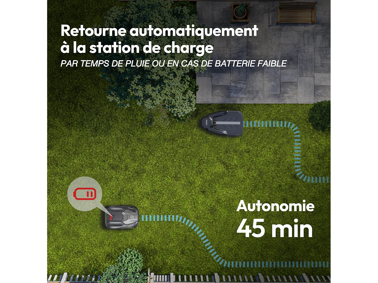 Robot tondeuse sans fil intelligent avec Vision IA - SUNTEK Pure Vision 300