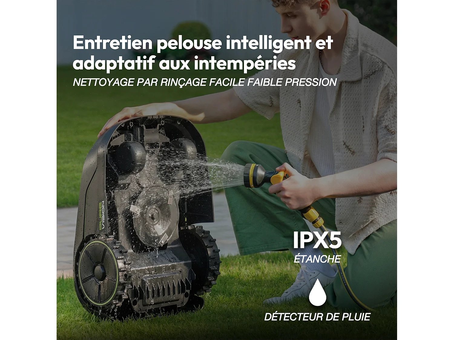 Robot tondeuse sans fil intelligent avec Vision IA - SUNTEK Pure Vision 300