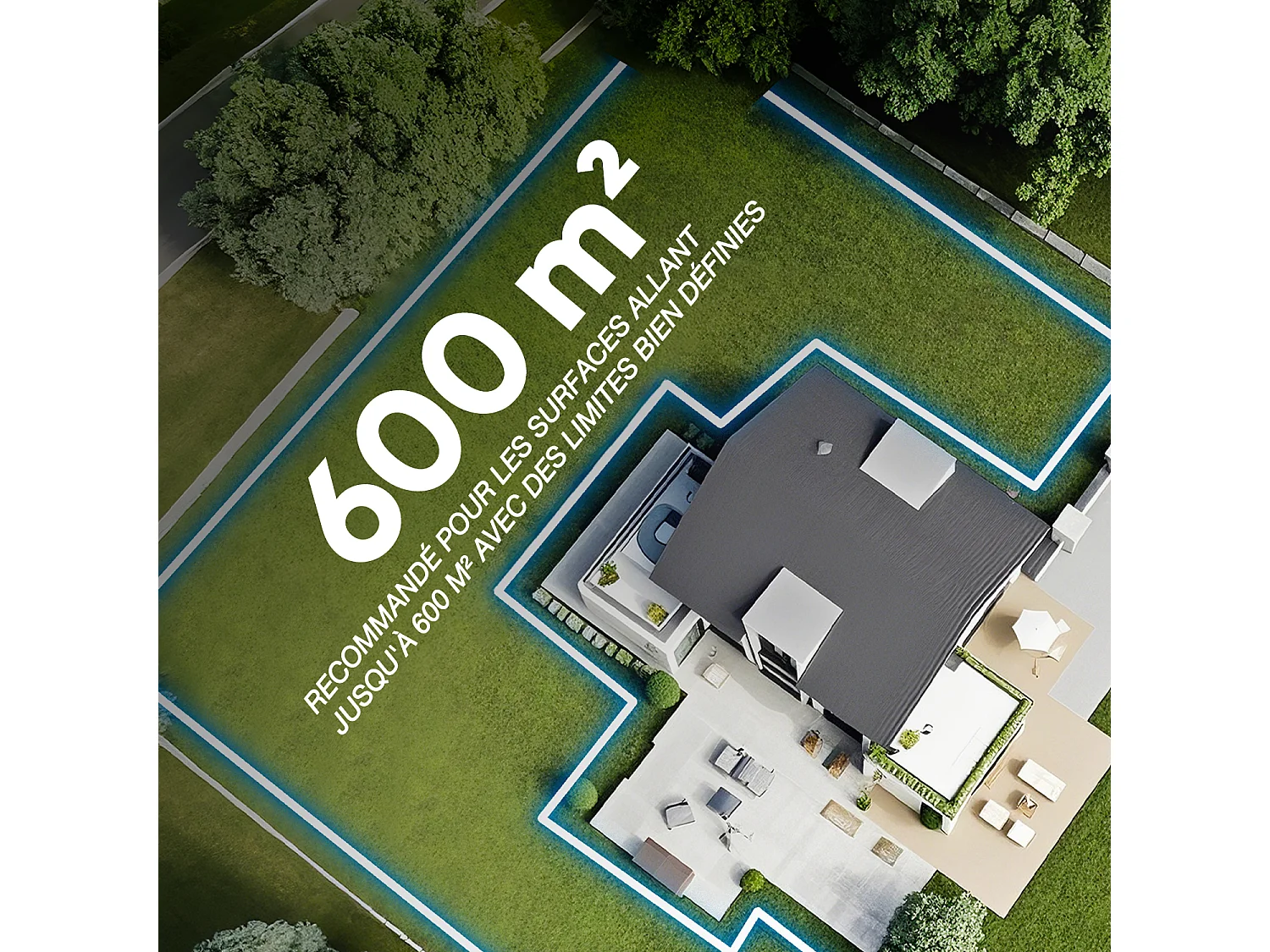 Robot tondeuse sans fil intelligent avec Vision IA jusqu'à 600m2 - SUNTEK Pure Vision 600