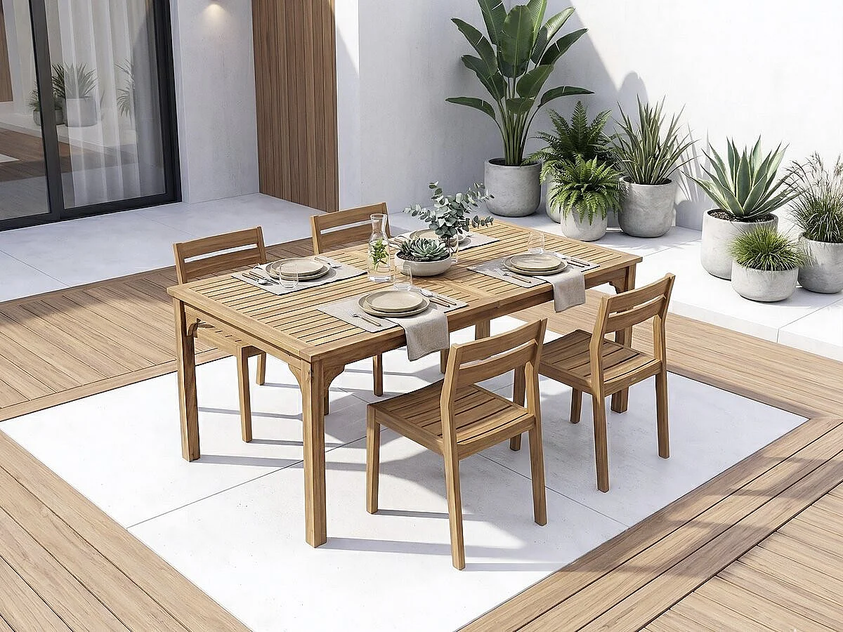 Ausziehbarer Gartentisch aus Holz 180/240 cm "Valladolid" - 6 bis 10 Plätze - Braun