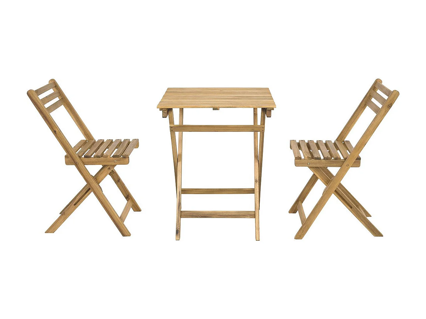 Conjunto de mesa e cadeiras de jardim em madeira "Aldo" - 2 lugares - Castanho