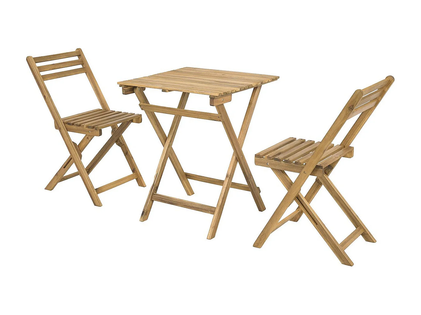 Conjunto de mesa e cadeiras de jardim em madeira "Aldo" - 2 lugares - Castanho