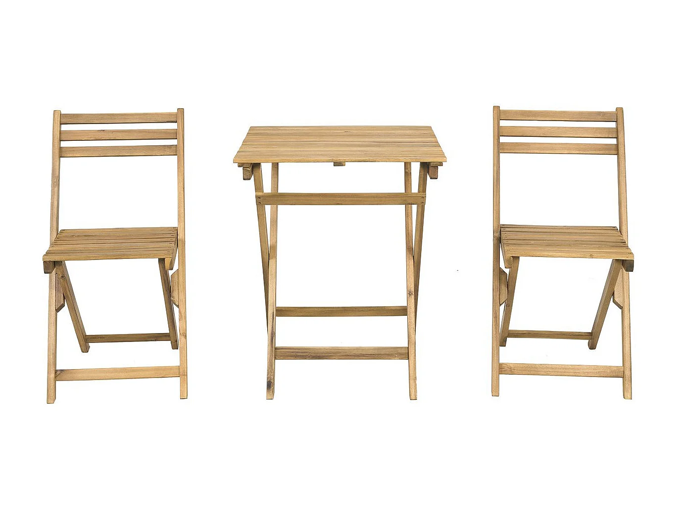 Conjunto de mesa e cadeiras de jardim em madeira "Aldo" - 2 lugares - Castanho