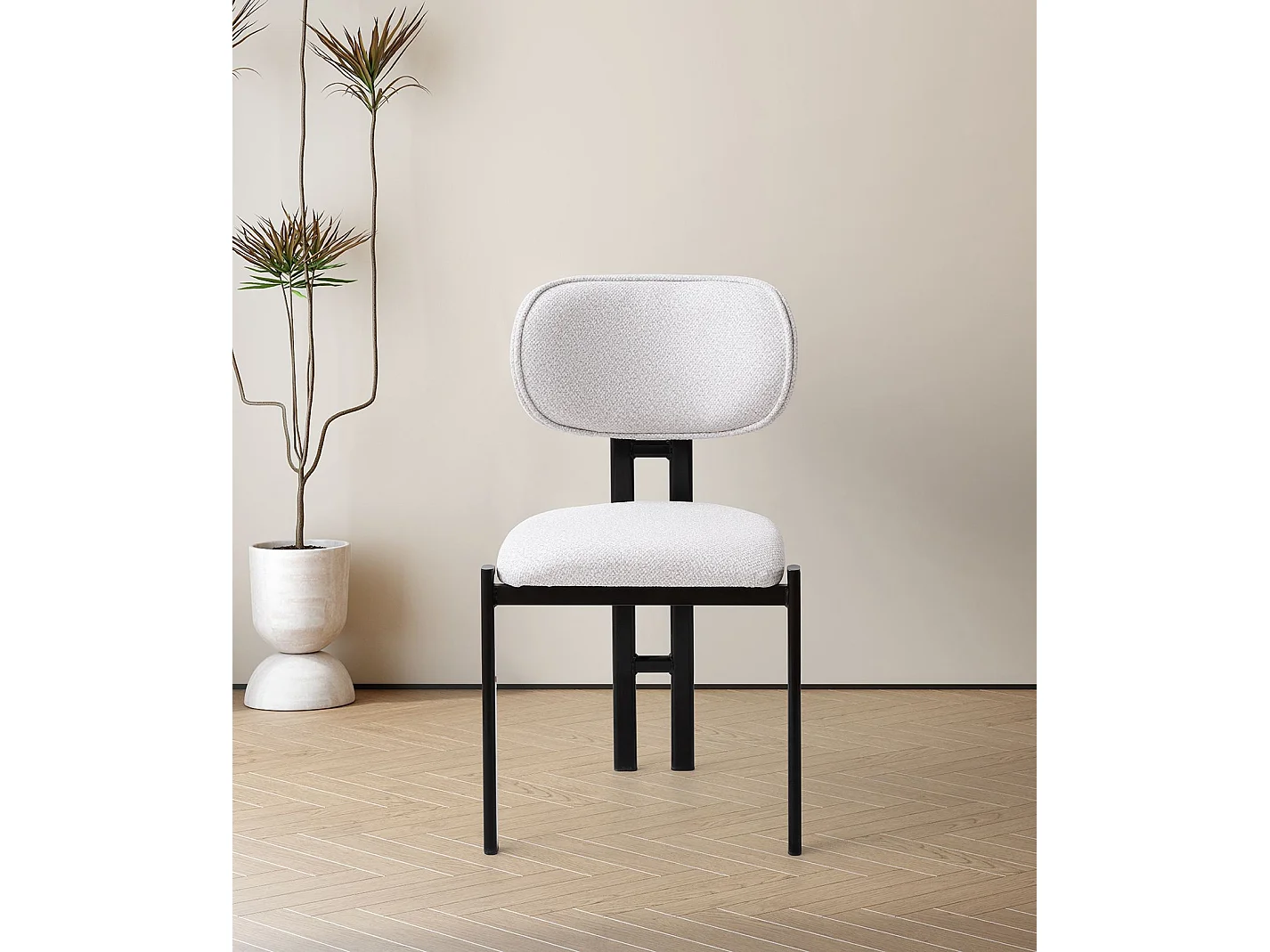 Stoelset "Muriz" van metaal (2 stuks) - Gebroken wit