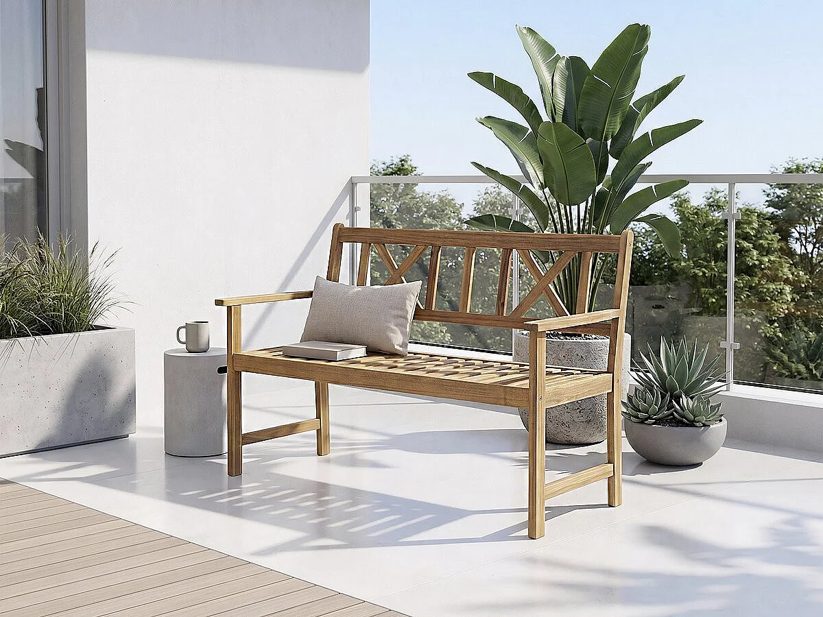 Gartenbank aus Holz 120 cm "Surabaya" - 2 Sitzplätze - Braun