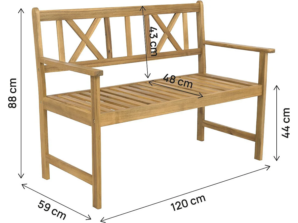 Gartenbank aus Holz 120 cm "Surabaya" - 2 Sitzplätze - Braun