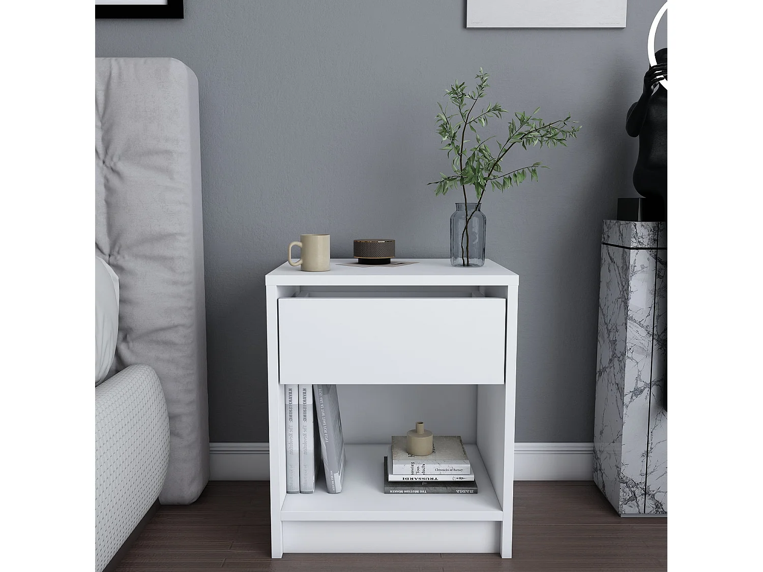 Nachttisch aus Holz "Sheridan" - 45 x 40 x 53 cm - Weiß