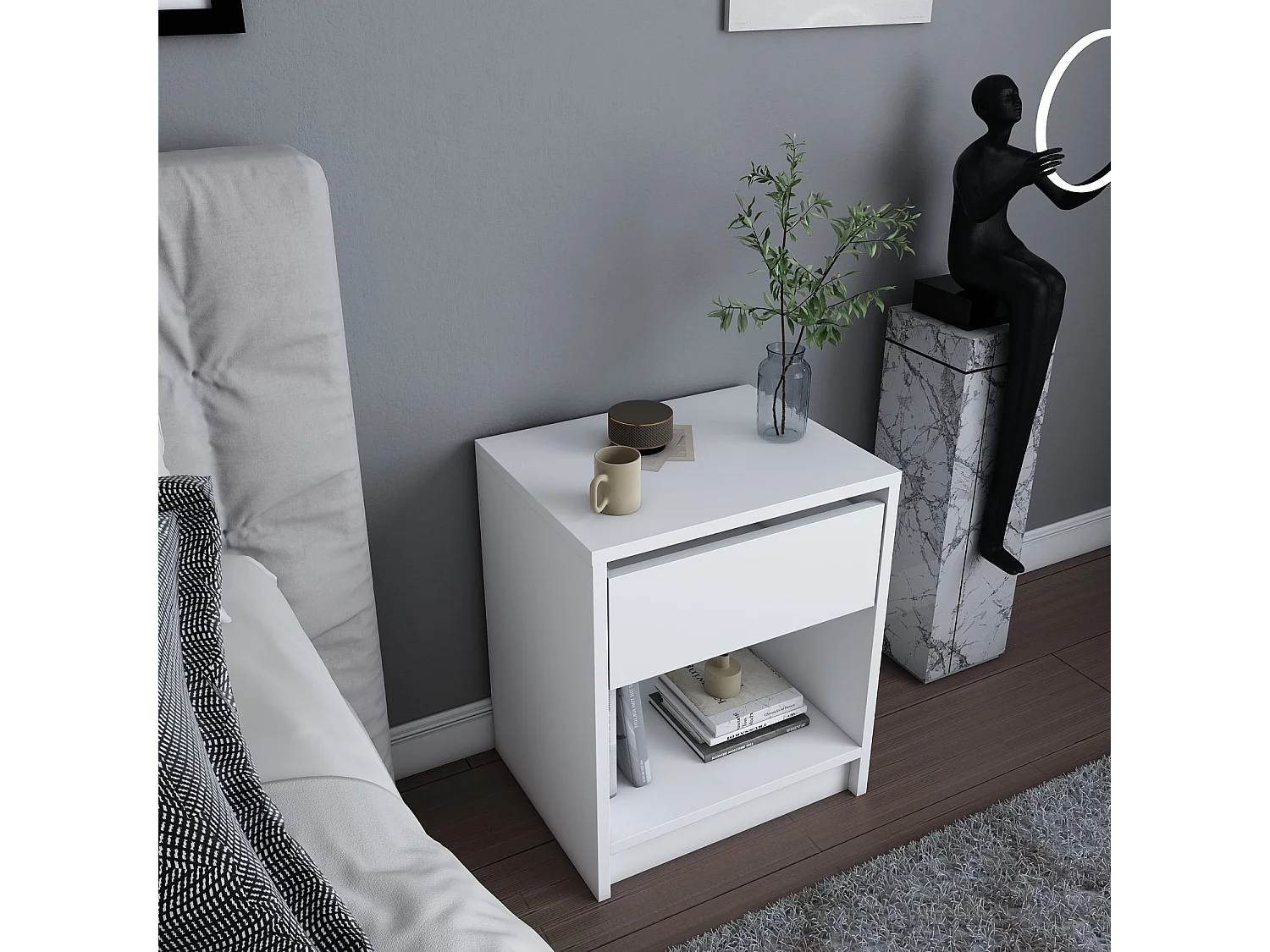 Nachttisch aus Holz "Sheridan" - 45 x 40 x 53 cm - Weiß