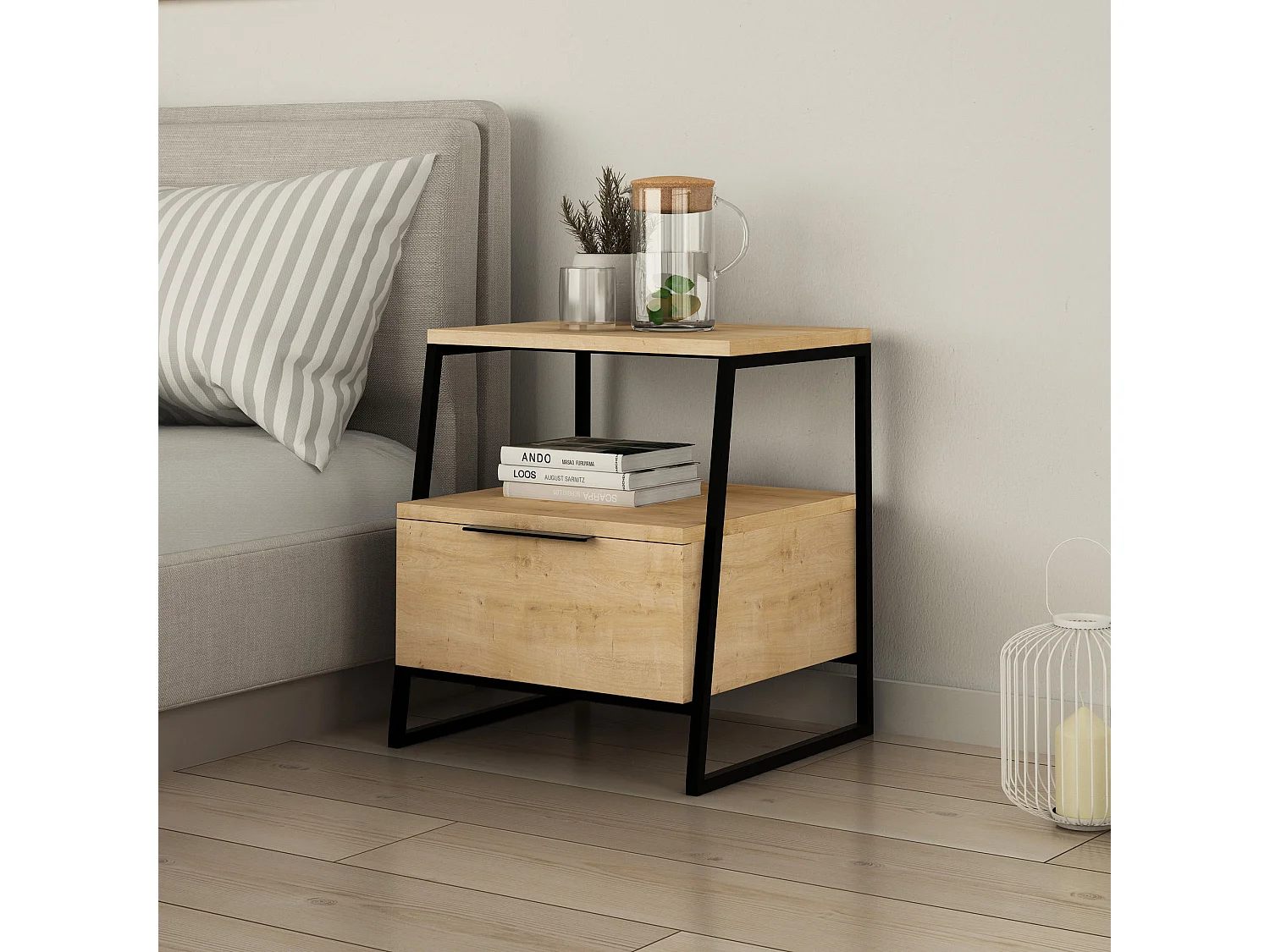 Nachttisch aus Holz "Pal" - 45 x 40 x 50 cm - Beige