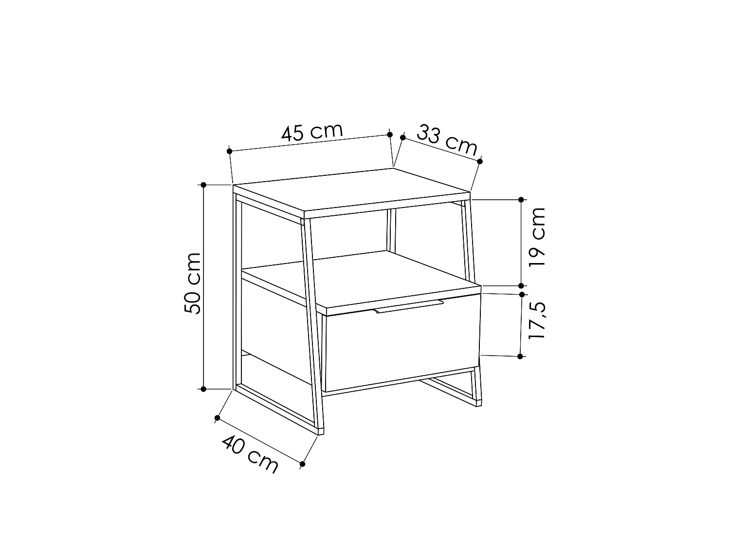 Nachttisch aus Holz "Pal" - 45 x 40 x 50 cm - Beige
