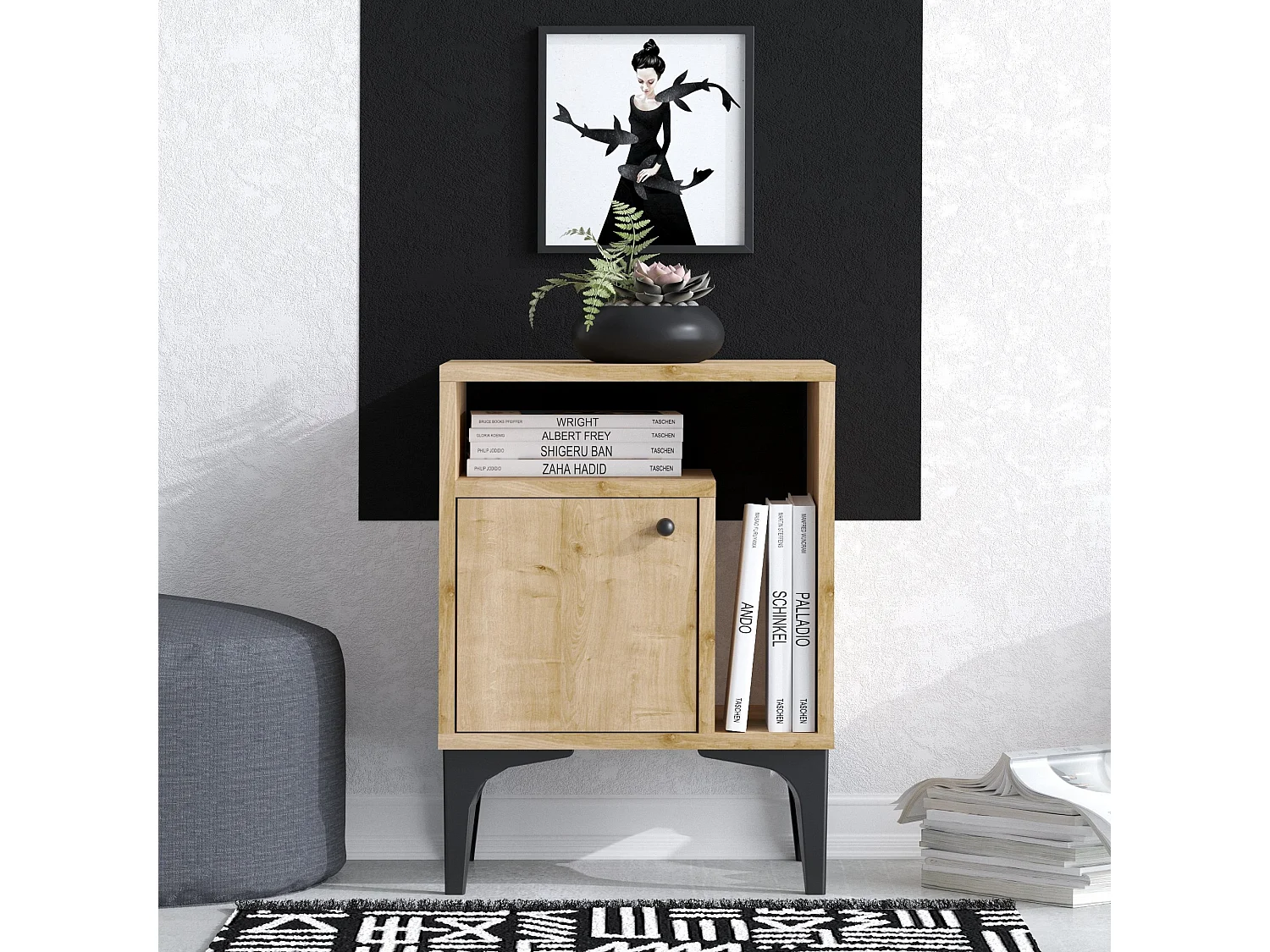 Nachttisch aus Holz "Nuno" - 40 x 35 x 55 cm - Beige