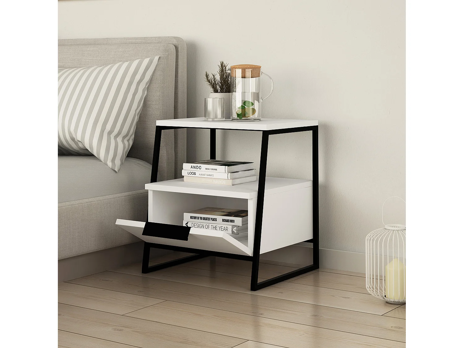 Nachttisch aus Holz "Pal" - 45 x 40 x 50 cm - Weiß