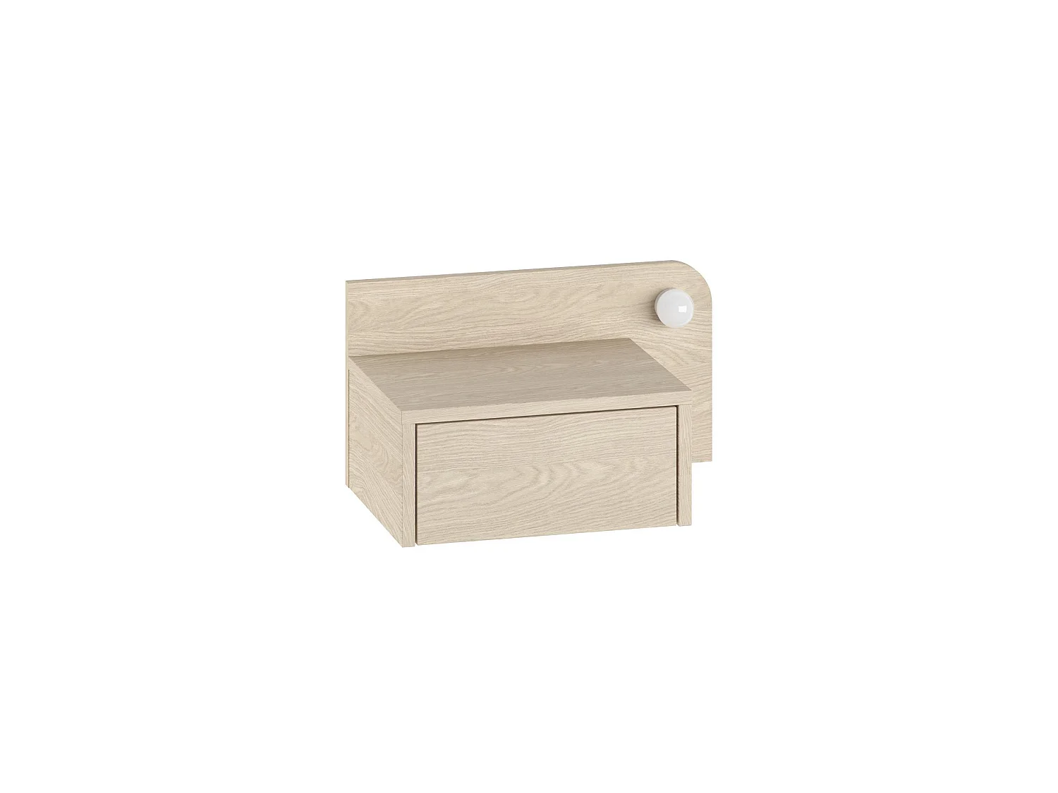 Nachttisch mit Glühbirne aus Holz "Dotta" - 52 x 30 x 28 cm - Beige