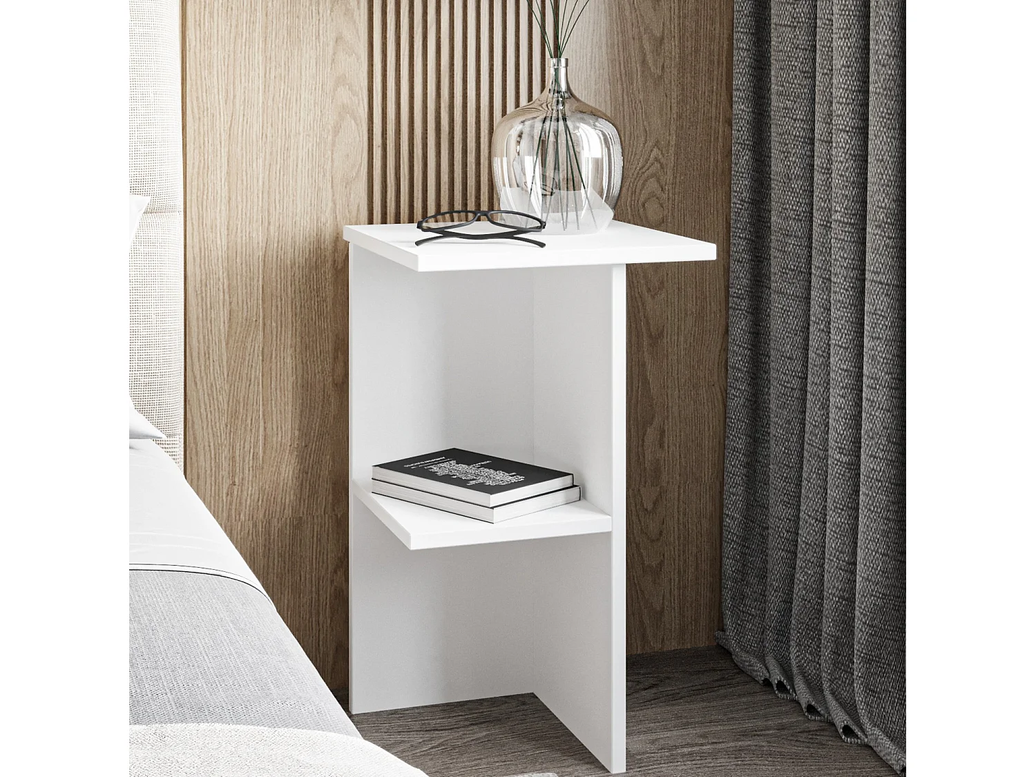 Nachttisch aus Holz "Leray" - 36 x 36 x 60 cm - Weiß