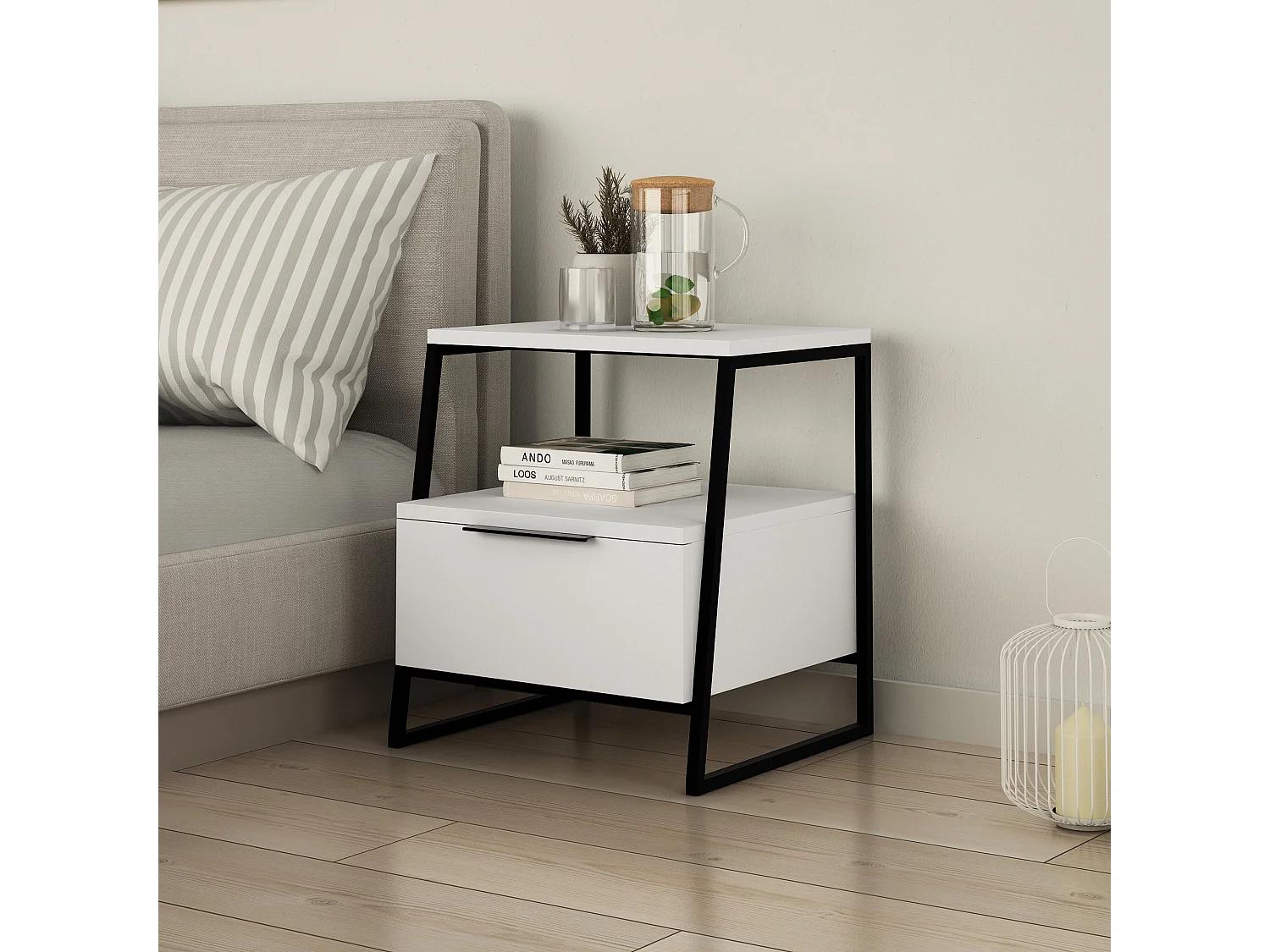 Nachttisch aus Holz "Pal" - 45 x 41 x 50 cm - Weiß