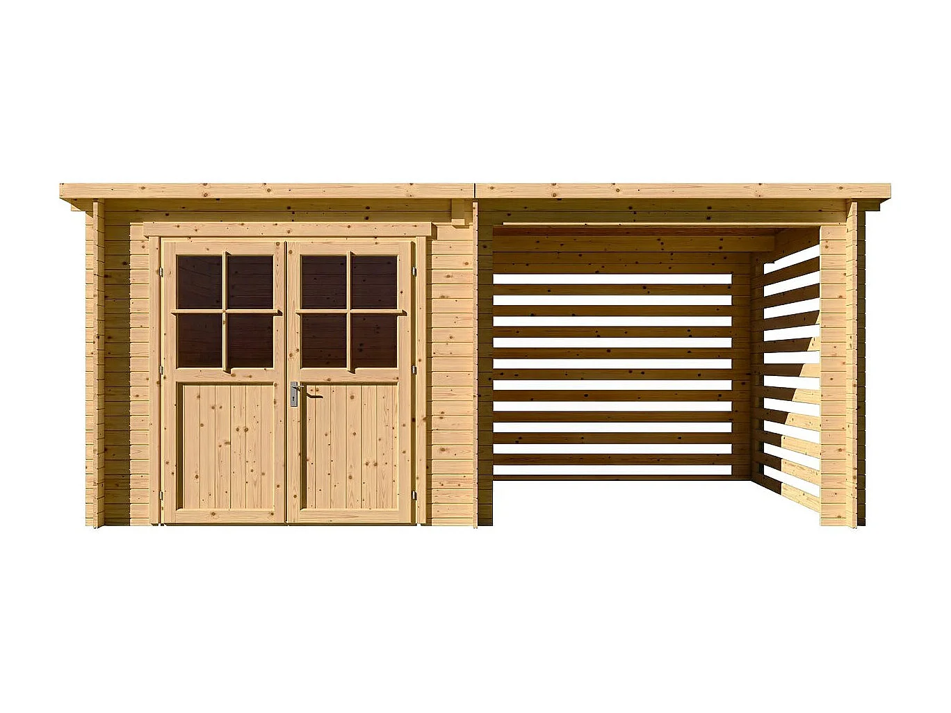 Abri de jardin bois avec appentis "Aureval" - 11m² - 2.24 x 5.01 x 2.07 m - 28 mm