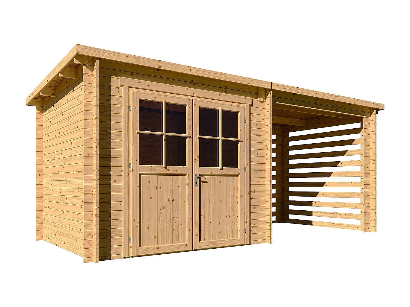 Abri de jardin bois avec appentis "Aureval" - 11m² - 2.24 x 5.01 x 2.07 m - 28 mm