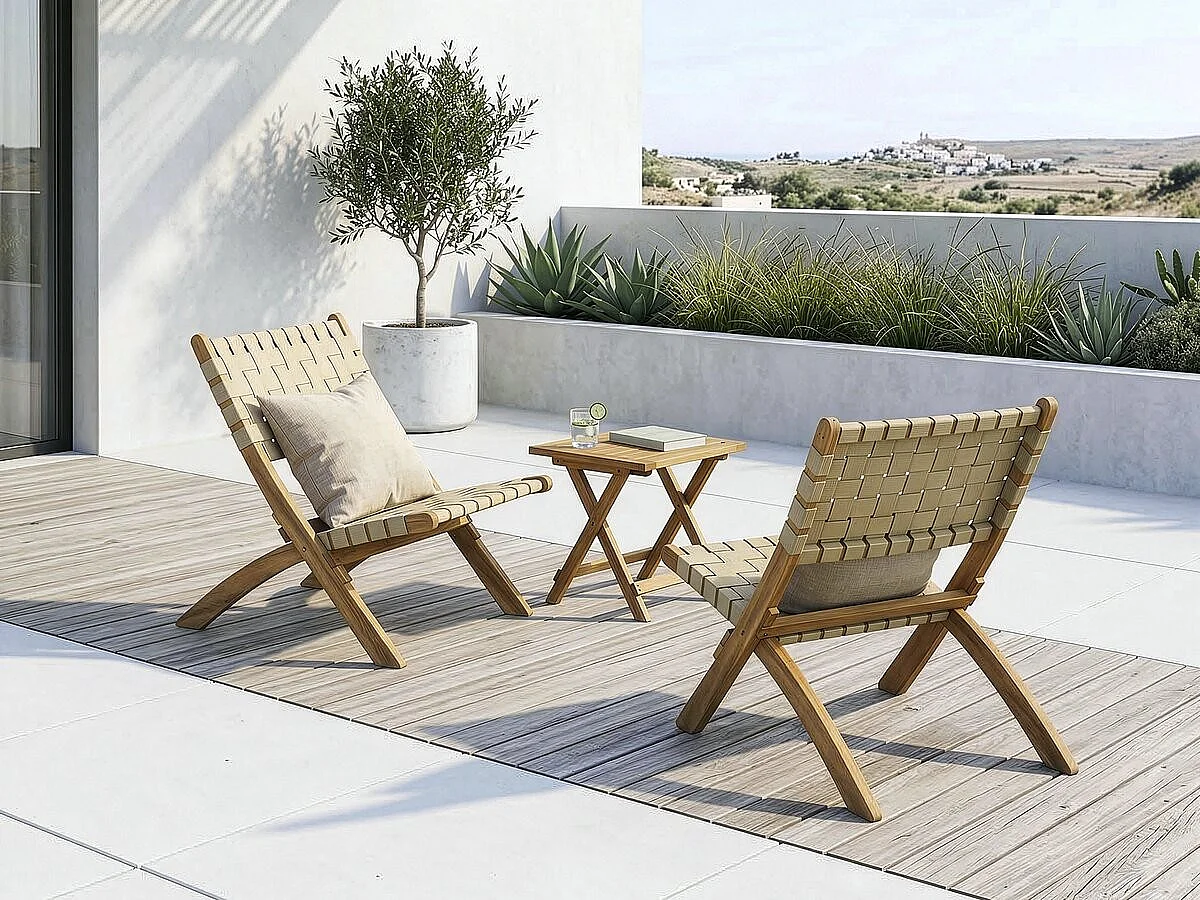 Satz von 2 Gartenstühlen aus Holz "Hanoi" - Beige