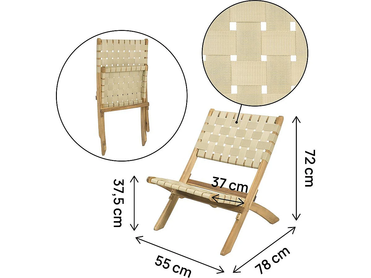 Satz von 2 Gartenstühlen aus Holz "Hanoi" - Beige