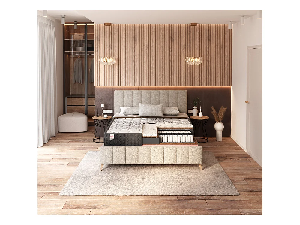 Matelas  SOLE - Mémoire de Forme - Latex - Ressort ensaché - Epaisseur 22 cm