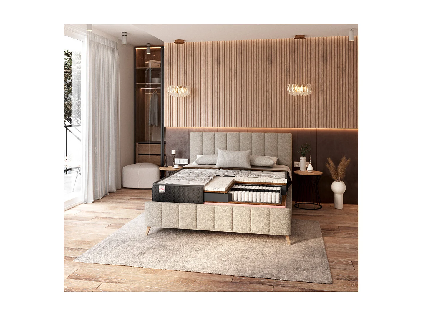 Matelas  SOLE - Mémoire de Forme - Latex - Ressort ensaché - Epaisseur 22 cm