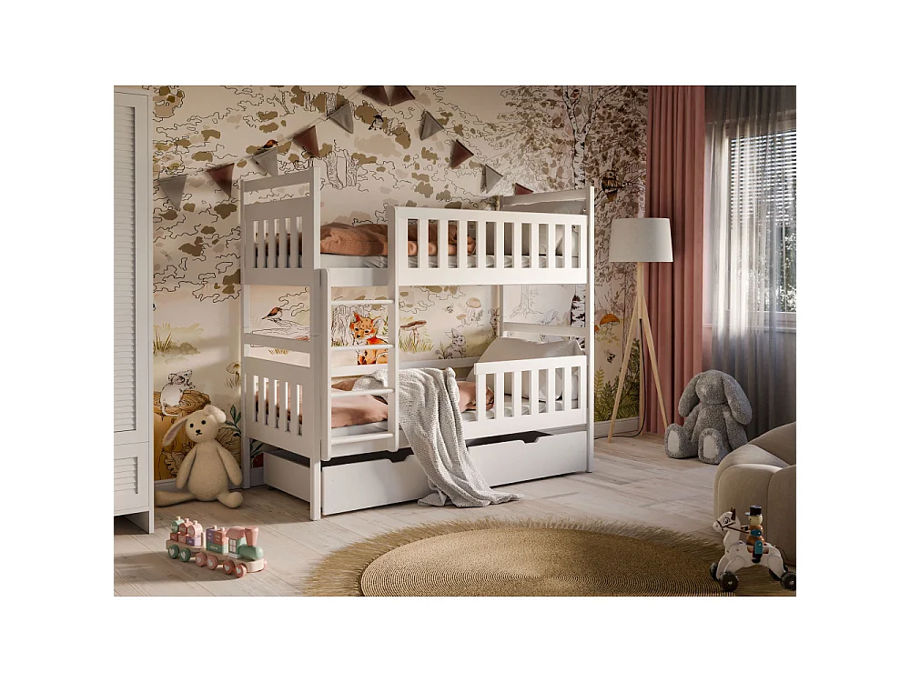 LIT SUPERPOSE MONIKA 90x200 Blanc Livré avec sommiers