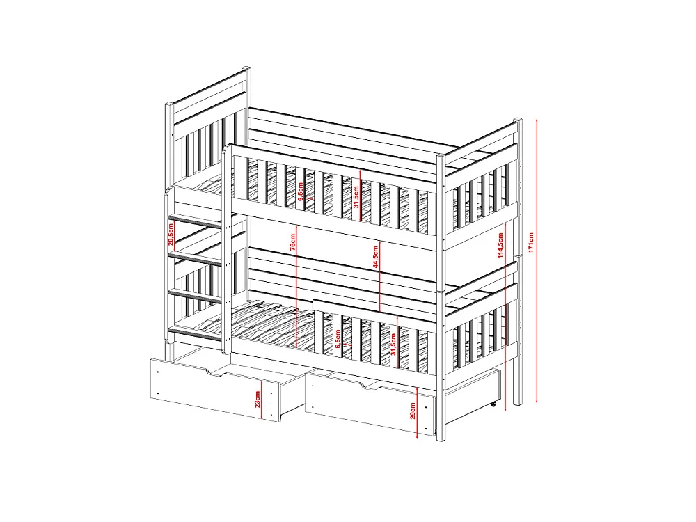 LIT SUPERPOSE MONIKA 90x200 Blanc Livré avec sommiers