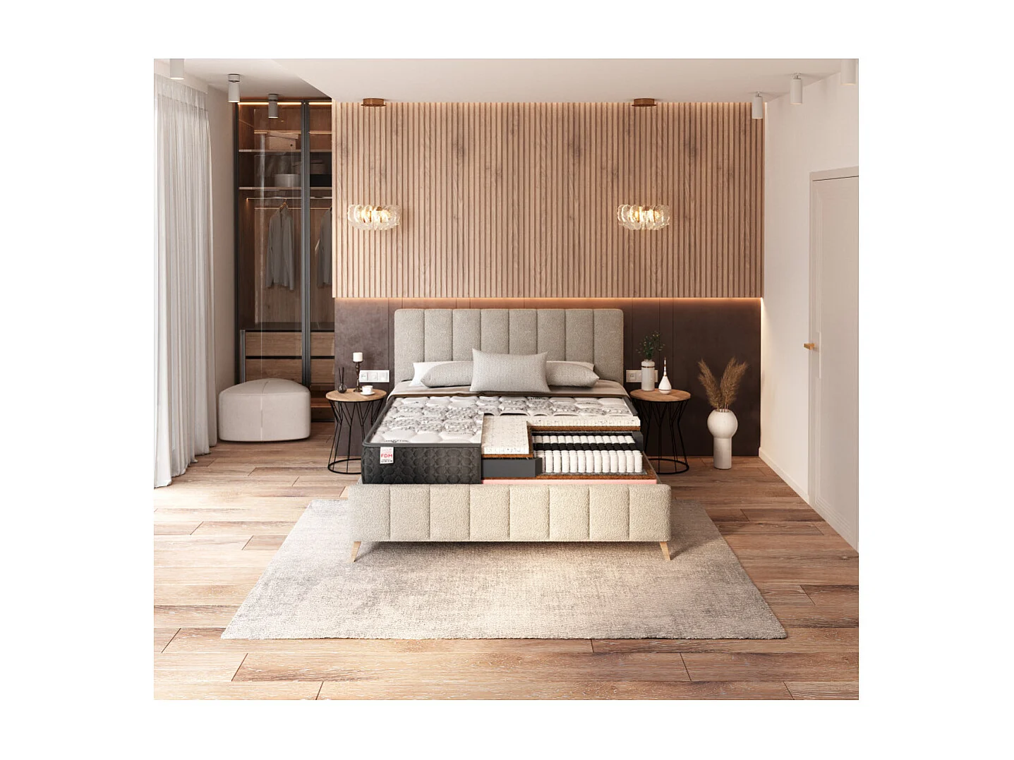 Matelas  SOLE - Mémoire de Forme - Latex - Ressort ensaché - Epaisseur 22 cm