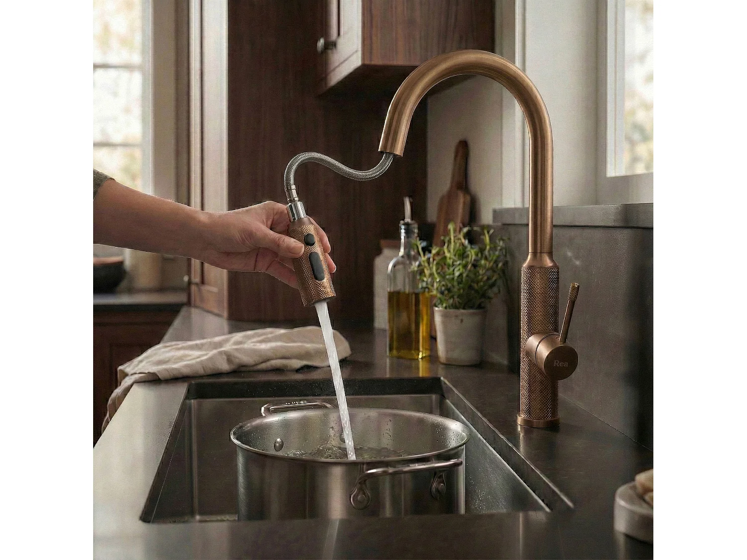 Robinet De Cuisine Rea Master Brush Copper