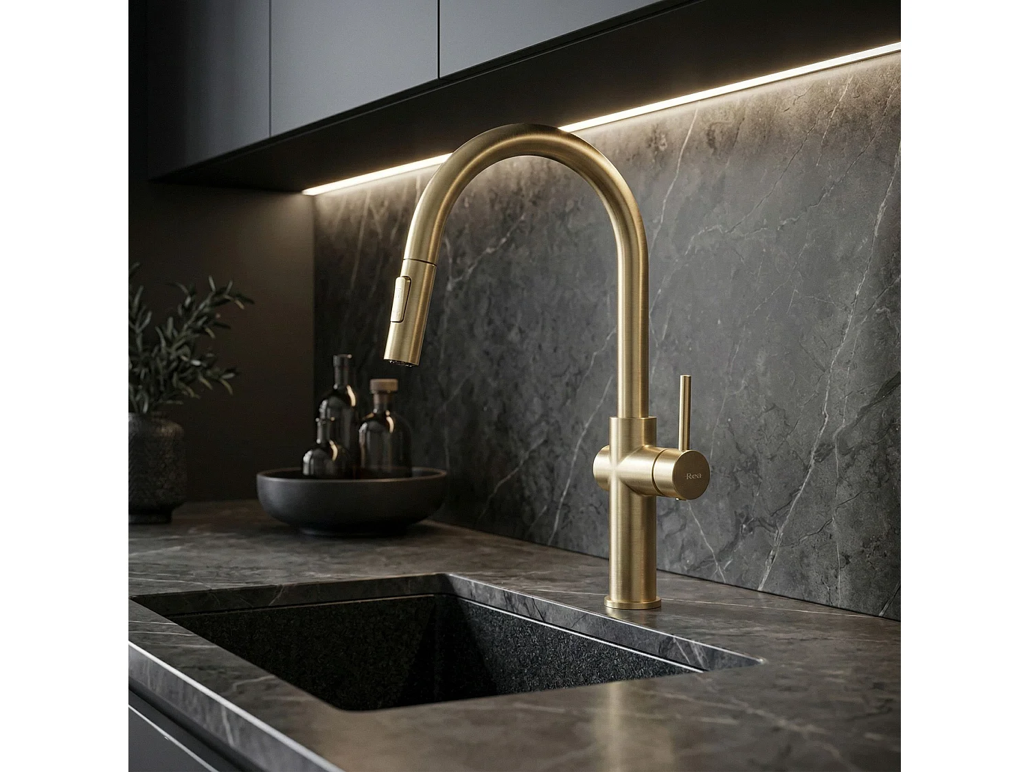 Robinet De Cuisine Rea Fresh High Brush Gold