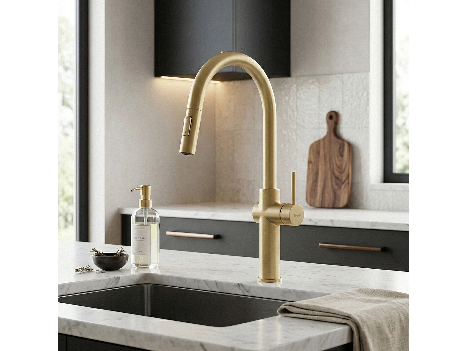Robinet De Cuisine Rea Fresh High Brush Gold