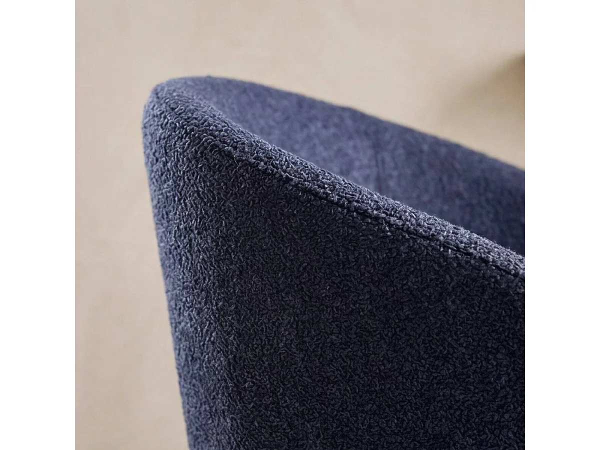 Chaise avec accoudoirs ronds en tissu bleu et pieds en métal Cléa (lot de 2)