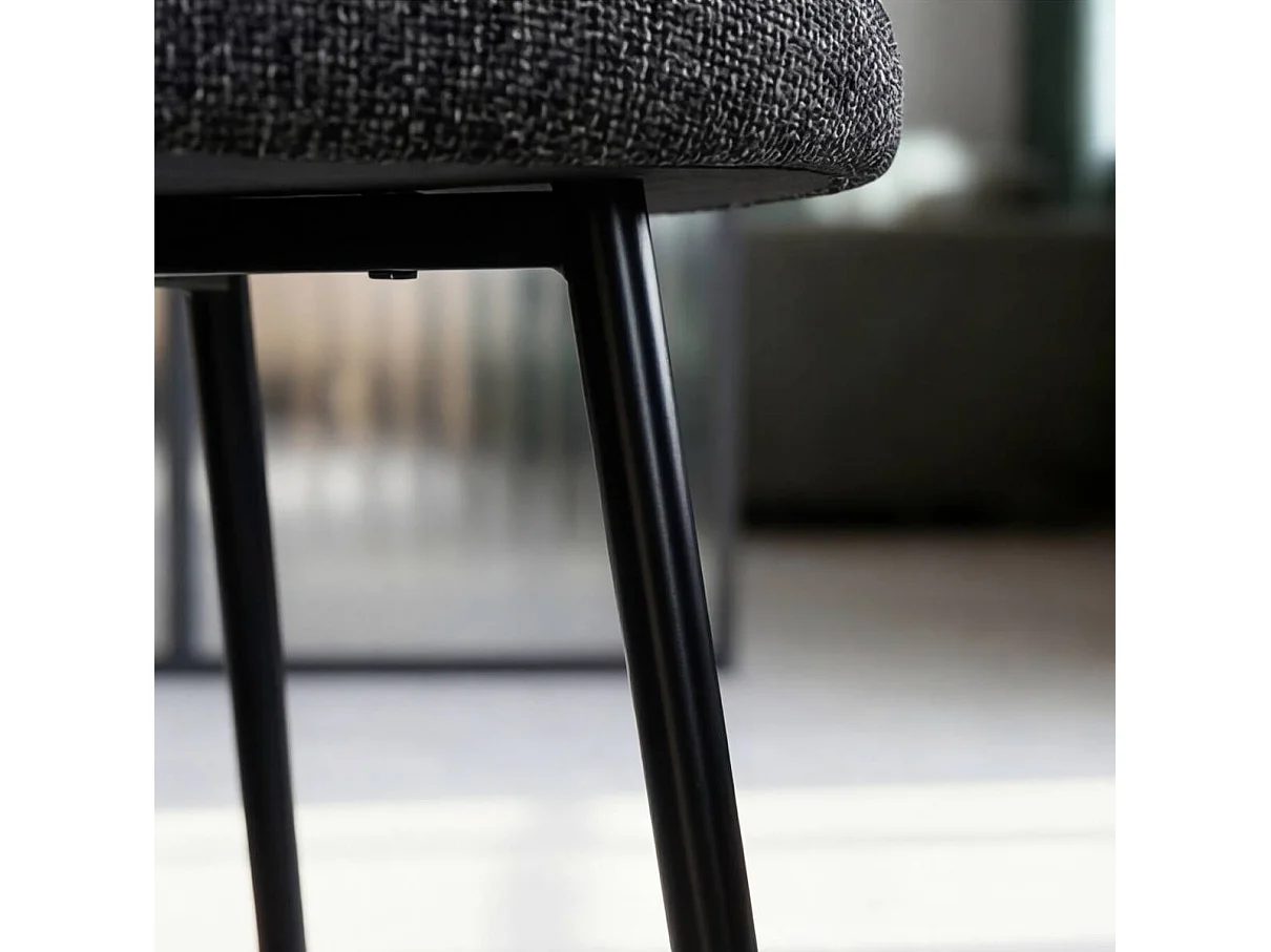 Chaise avec accoudoirs ronds en tissu gris anthracite et pieds en métal Cléa (lot de 2)