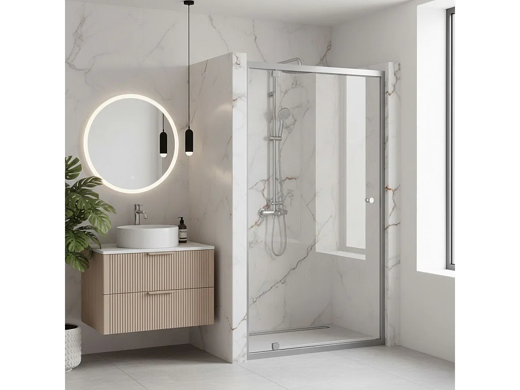 Rea Primo Swing 100 brusedør krom, 100x190