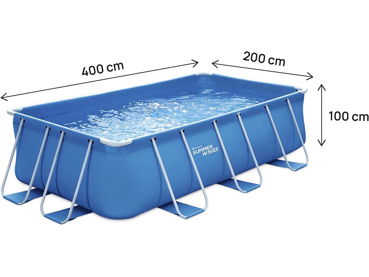 Piscina tubolare rettangolare "Flora" - 4 x 2 x 1 m - Blu