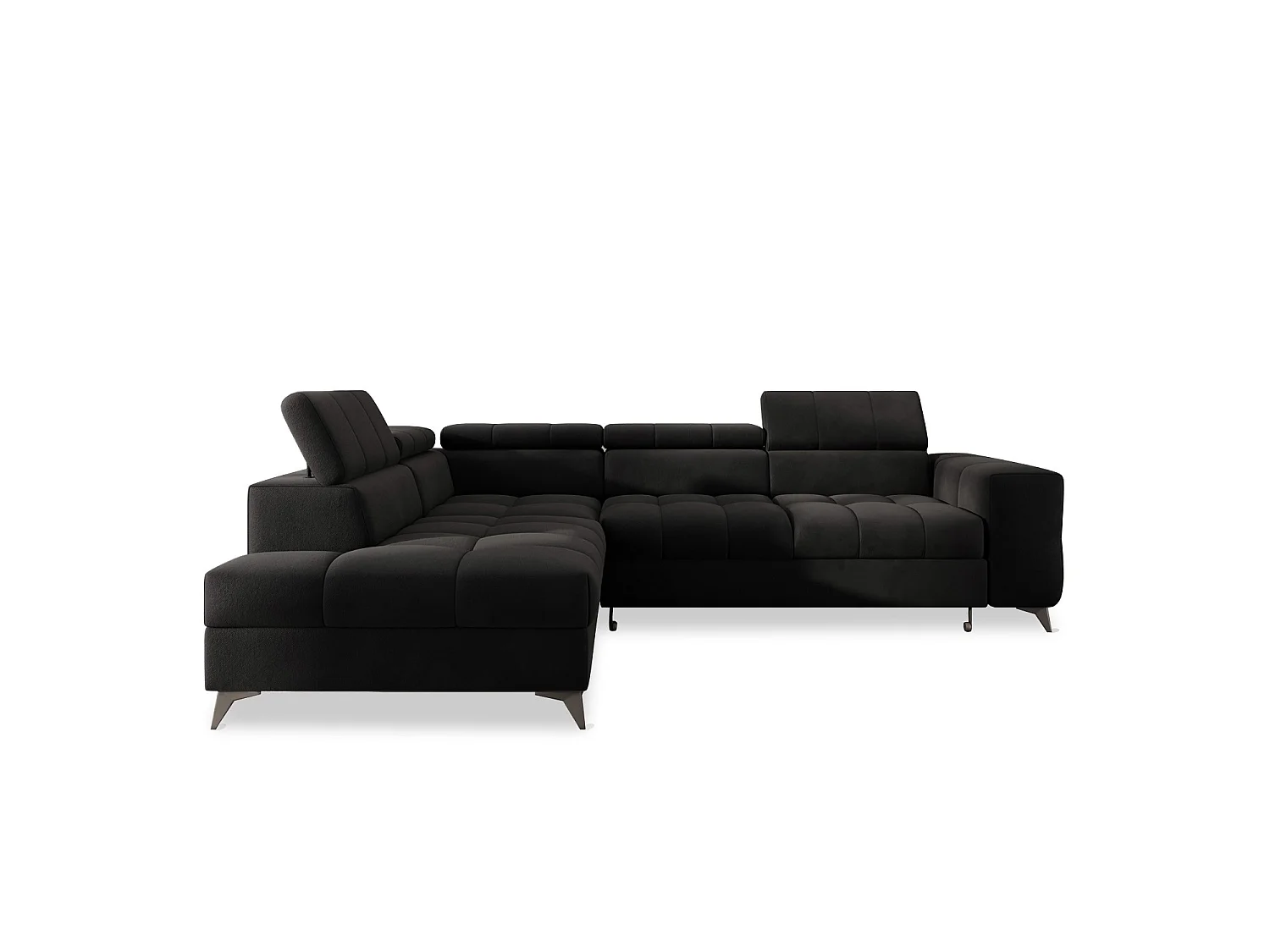 Canapé d'angle gauche convertible Gaspard velours Noir