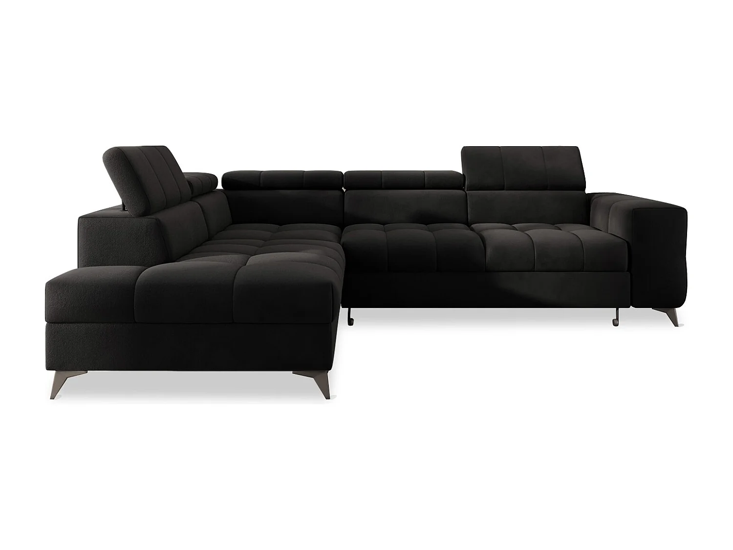 Canapé d'angle gauche convertible Gaspard velours Noir