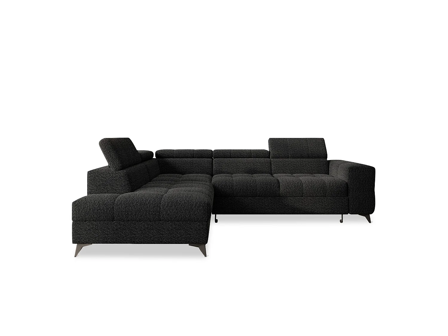 Canapé d'angle gauche convertible Gaspard Bouclette Noir