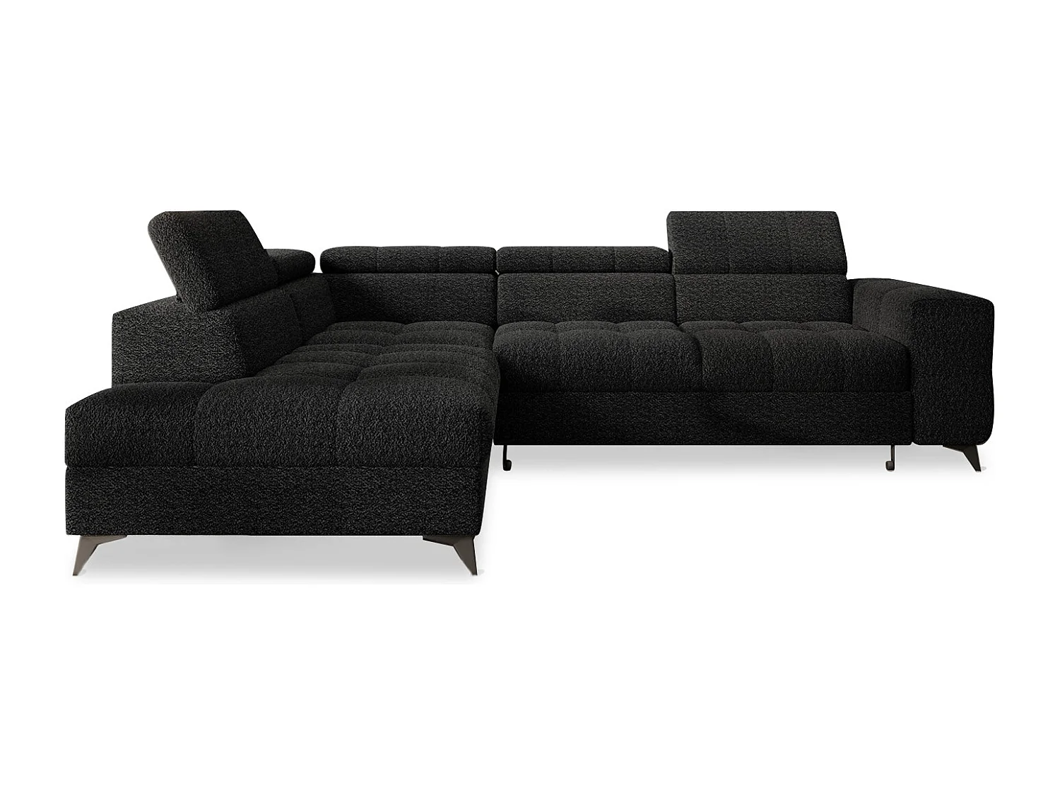 Canapé d'angle gauche convertible Gaspard Bouclette Noir